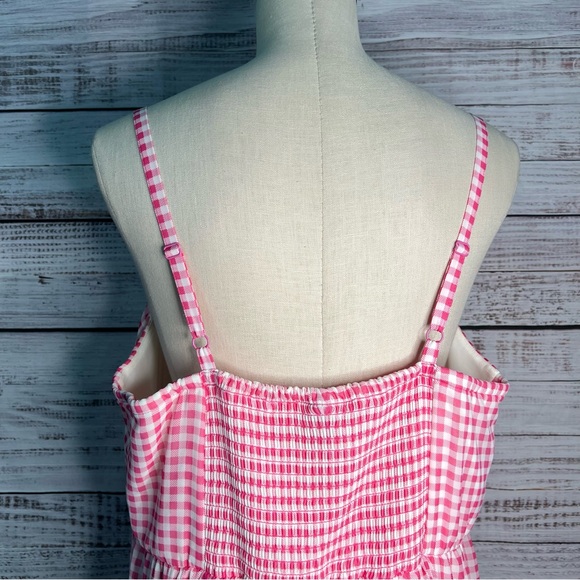 Torrid 2x Barbie Hot Pink‎ Gingham Chiffon Button Midi Dress - Picture 4 of 10